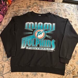 Vintage 90's NFL Miami Dolphins Crewneck Sweater Football Size Medium Logo 7